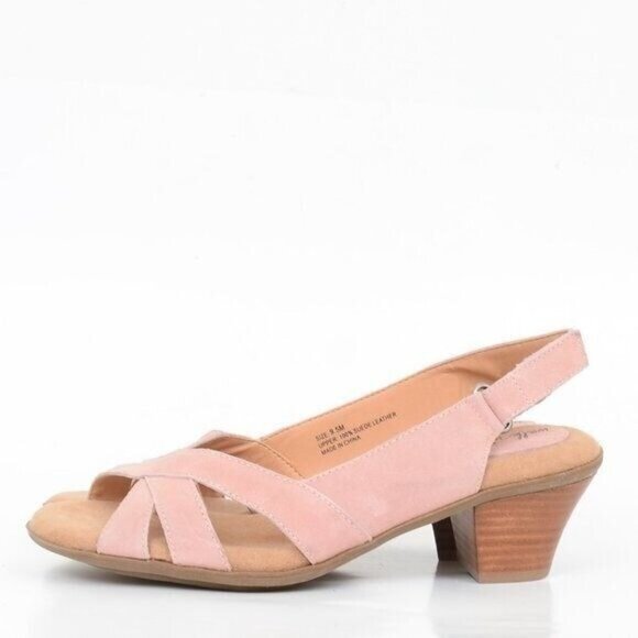 Coldwater Creek Walk with Me Pink Leather Open Toe Slingback Pump Women's 9.5 - Picture 3 of 10